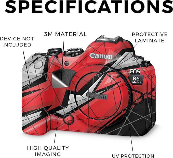 Camera Skin Compatible with Canon EOS R6 Mark II Camera (2022) - Polygon Grunge - Premium 3M Vinyl Protective Wrap Decal Cover - Easy to Apply | Crafted in The USA by MightySkins
