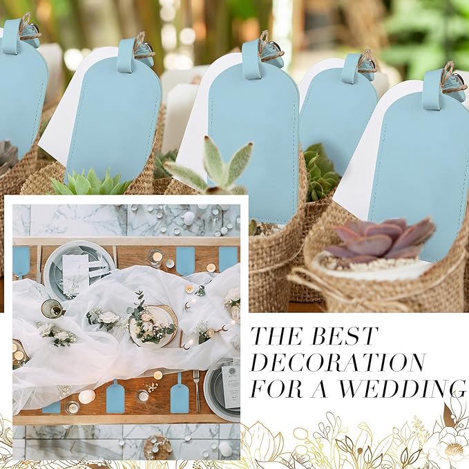 Amylove 48 Sets Leather Luggage Tags Bulk Wedding Favors Luggage Tags for Guests Bridal Gifts Wedding Bridal Shower Gift PU Leather with Name ID Card Tag for Guests