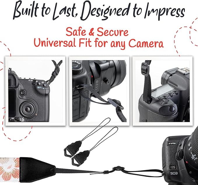 Art Tribute Camera Strap for All DSLR and Mirrorless Cameras. Add Your Name Or Initials Make It a Personalized Gift
