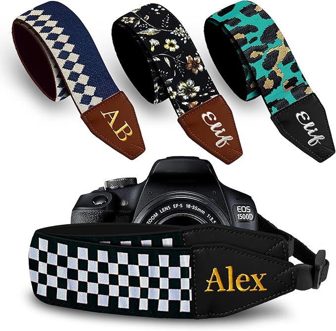 Art Tribute Camera Strap for All DSLR and Mirrorless Cameras. Add Your Name Or Initials Make It a Personalized Gift