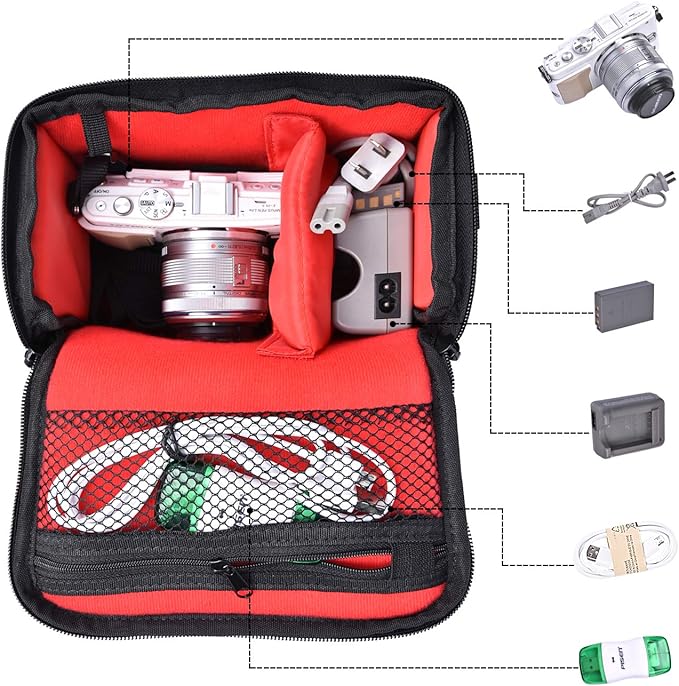 FOSOTO Waterproof Anti-shock Camera Case Bag Compatible for Canon Powershot SX540 SX530 SX60 SX420 HS M5,Nikon Coolpix L340 B500 B700 L330 L840 P610,Panasonic LUMIX,Sony a6000 Digital Camera