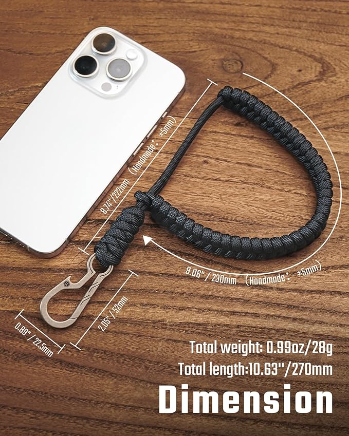 KeyUnity KC03 Camera Wrist Strap Adjustable Paracord with Carabiner, Braided Lanyard for Key, Cell Phone, Camera, and Wallet