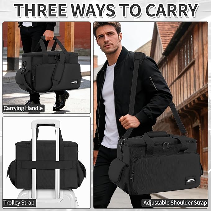 DJ Cable File Bag with 6 Detachable Dividers High Capacity Gig Cable Bag for Cords,DJ Gear,Sound Instrument and Accessories, Black