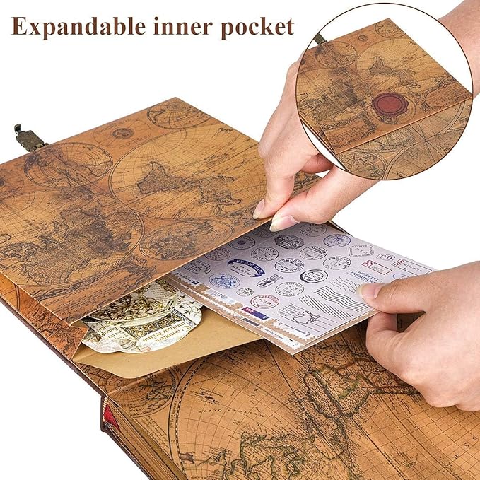 Adventure Book 148-Page DIY Handmade Scrapbook Kit - Vintage Embossed Cover Travel Diary,Gift Boxed with Full DIY Accessories for Couples,Anniversaries & More for Life’s Greatest Adventures