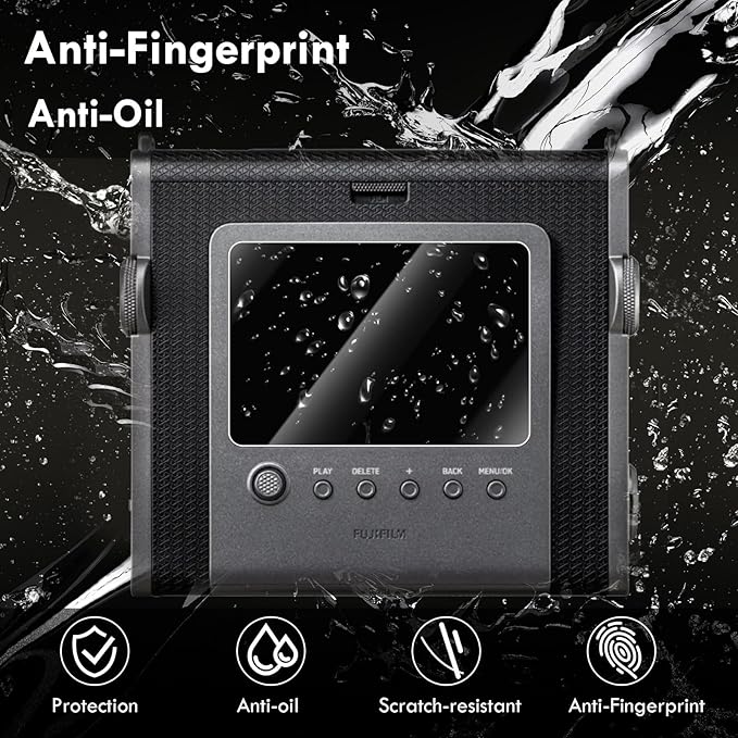Rieibi [3+3Pack Screen Protector for Fujifilm Instax wide evo Instant Camera LCD + Lens PET Flim, 0.25mm 9H Hardness Tempered Glass Film for instax wide evo