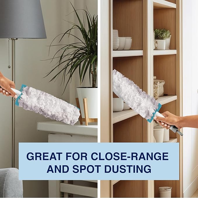 Bona High Performance Dusting System - 1 Compact Handle, 5 Disposable Dusters, & 1 Reusable Duster - Compact Dusting Kit Removes Dust & Pet Hair