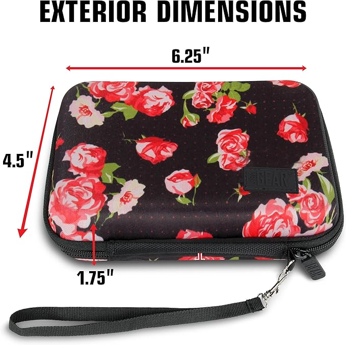 USA Gear Instant Printer Case Compatible with HP Sprocket 2x3, Instax Mini Link 2, Kodak Printomatic, Photo Paper, Cable & more - Hard Shell Portable Printer Carrying Case with Wrist Strap (Floral)