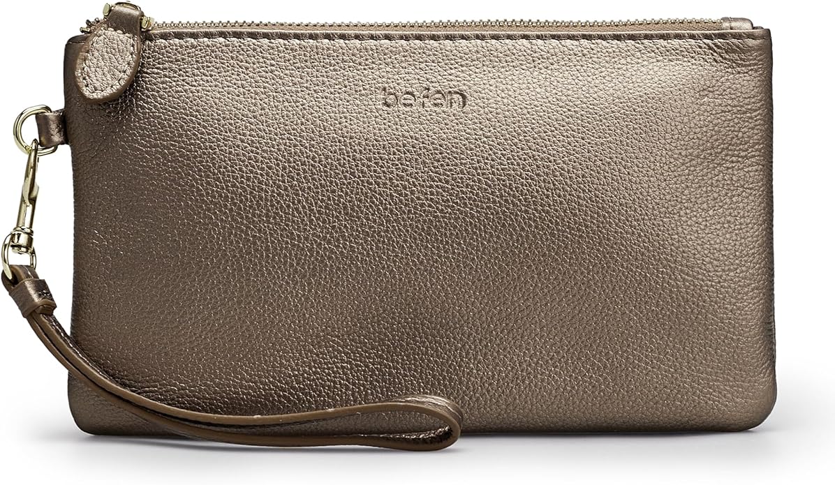 befen Genuine Leather Wristlet Clutch RFID Blocking Bag Cell Phone Wallet Purse Wristlet Wallet Purses and Handbags for Women
