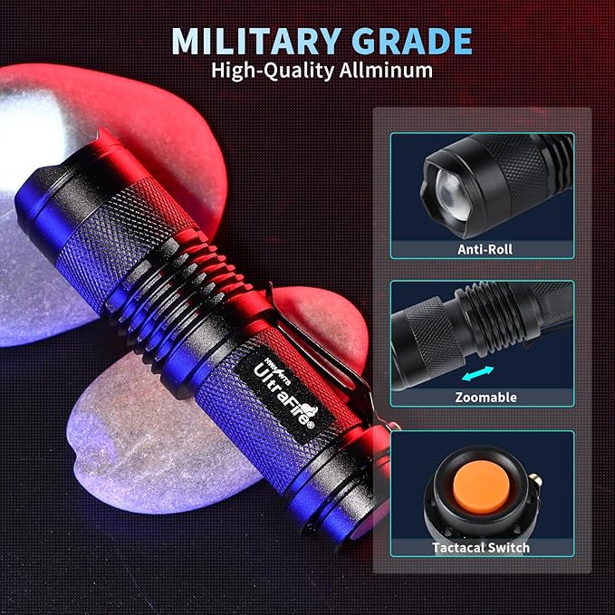ULTRAFIRE 5 Pack SK68 Tactical and Small Flashlights,7w 3-Mode Pocket Torch Adjustable Focus Zoom Light Lamp