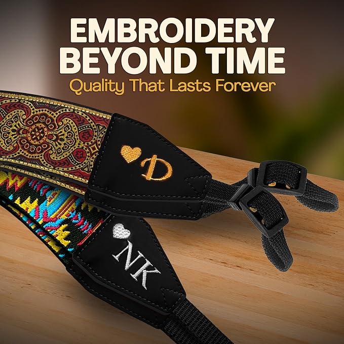 Art Tribute Camera Strap for All DSLR and Mirrorless Cameras. Add Your Name Or Initials Make It a Personalized Gift