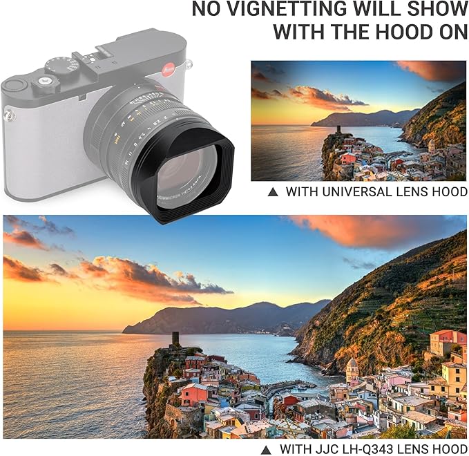 JJC Metal Lens Hood for Leica Q3 43/ Q3/ Q2 Cameras, Compatible with 49mm Lens Filter & Original Lens Cap, No Vignetting