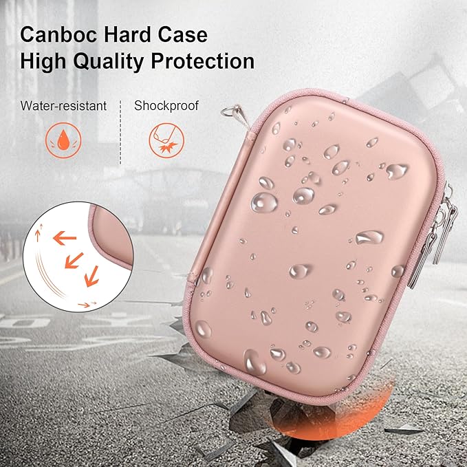 Canboc Carrying Case for KODAK Mini 2 Retro 4PASS Portable Photo Printer/KODAK Mini Shot 2 Retro 4PASS 2-in-1 Instant Digital Camera, Mesh Bag fits Photo Paper and Cable, Rose Gold