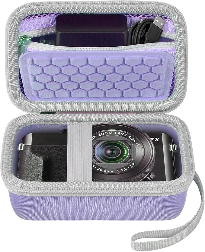 Digital Camera Carrying Case Compatible with Canon PowerShot G7 X Mark II/ G7X Mark III Digital 4K Vlogging Camera/for CAMKORY/for Lecran and More, Compact Small Camera Storage Bag for Kids (Purple)