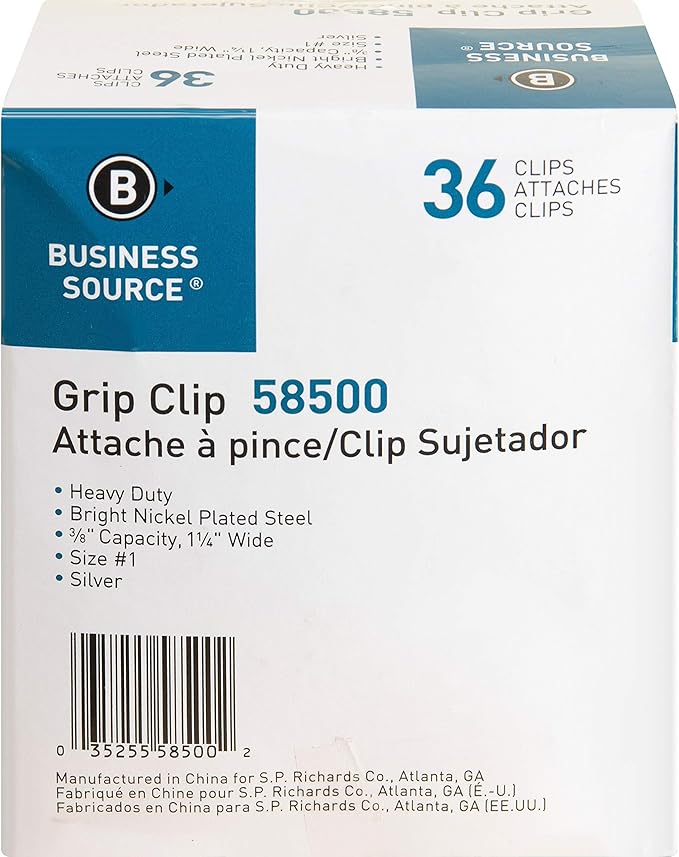 Business Source Bulldog Clip, Silver (58500)