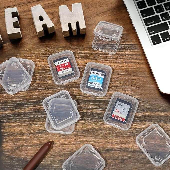 NUOMI 15Pcs SD/SDHC Memory Card Case Holder, Standard SD Plastic Storage Boxes, Clear Compact