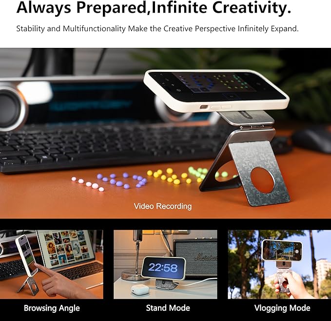 Magnetic Tripod for iPhone, Aluminium Phone Tripod Stand Compatible with Magsafe iPhone 17/16/15/14/13/12 Series, Foldable Strong Magnetic Phone Stand & Travel Essentials Accessories