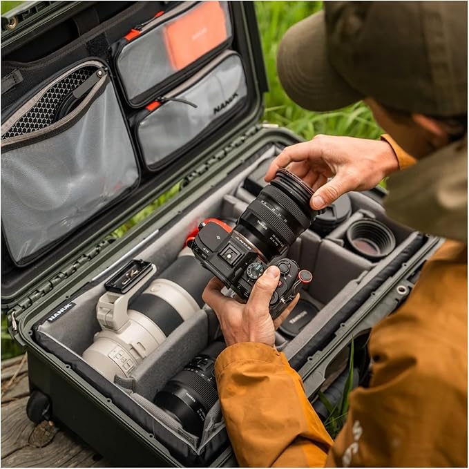 NANUK 935 Pro Photo Kit – Waterproof Travel Camera Hard Case with Padded Dividers and Wheels, 22” x 14” x 9” - Dustproof and Impact Resistant, Airline Carry-On Approved – Olive