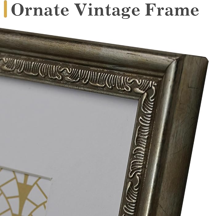 VIOLABBEY 4x6 Silver Picture Frame, Display 3.5x5 Photo with Mat or 4x6 without Mat, Ornate Vintage 4 x 6 Frame for Wall Decor or Tabletop Display, Silver