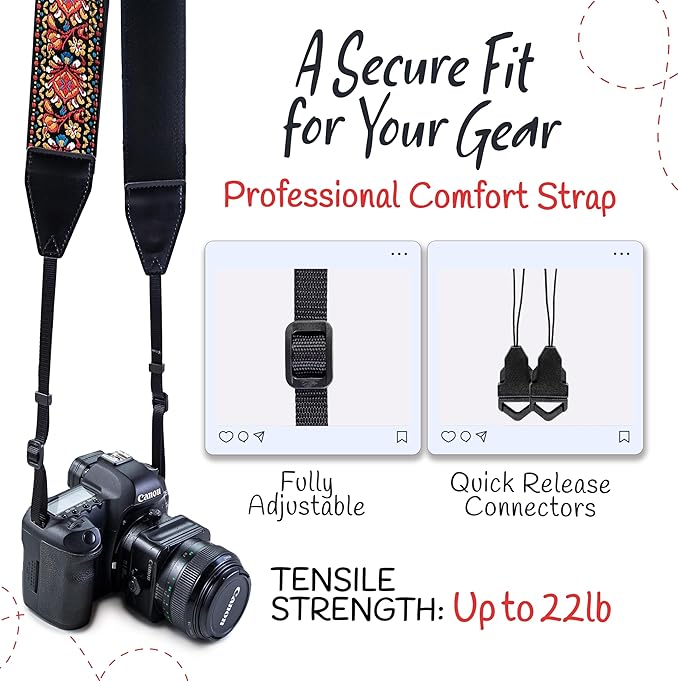 Art Tribute Camera Strap for All DSLR and Mirrorless Cameras. Add Your Name Or Initials Make It a Personalized Gift