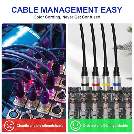 Professional 4 Pack 100FT XLR Cables, Noise Free and Long-Lasting Braided XLR Microphone Cable, All Copper Conductors Balanced Male to Female Mic Cable for Studio Monitor, Mixer, DMX, Colorful