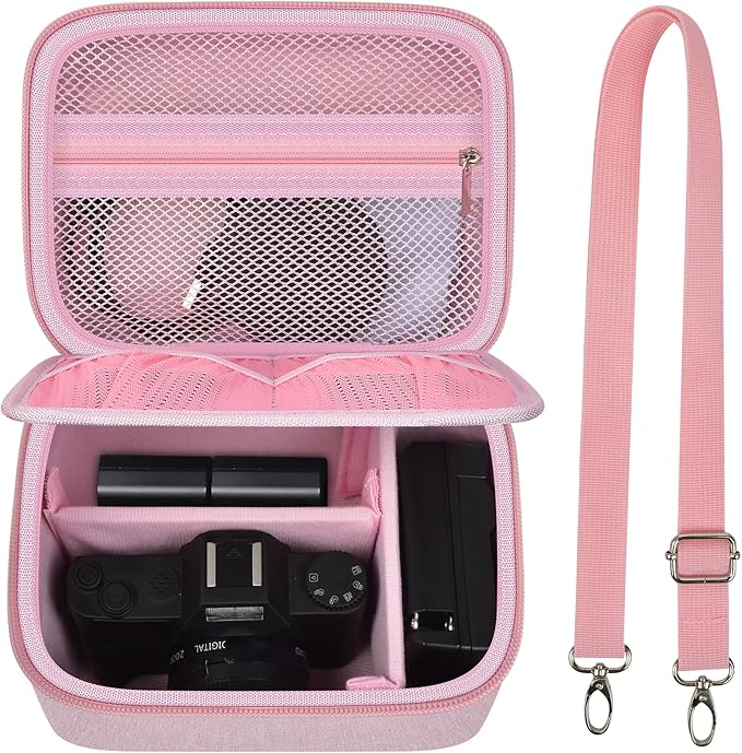 ANKHOH Vlogging Camera Case for Duluvulu/for Zostuic/for YIGLLO/for Gavonde/for Canon/for Kodak Pixpro Digital 4K 5K Camera Carrying Travel Bag for SD Cards, Accessories(Box Only)(Pink)