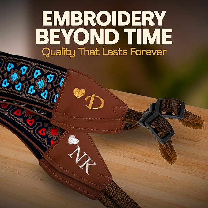 Art Tribute Camera Strap for All DSLR and Mirrorless Cameras. Add Your Name Or Initials Make It a Personalized Gift