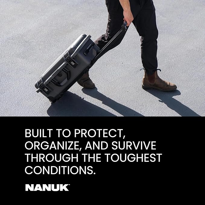 NANUK 935 Hard Case with Padded Divider – Waterproof Equipment Case with Wheels, 22” x 14” x 9” – Dustproof and Impact Resistant, Airline Carry-On Approved – Cyan