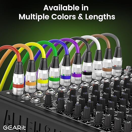 GearIT XLR Microphone Cable (6 Feet, 10 Pack) - Male to Female, Balanced Shielded XLR Cable for Mic Mixer, Recording Studio, Podcast - Multi Colored, 6Ft, 10 Pack