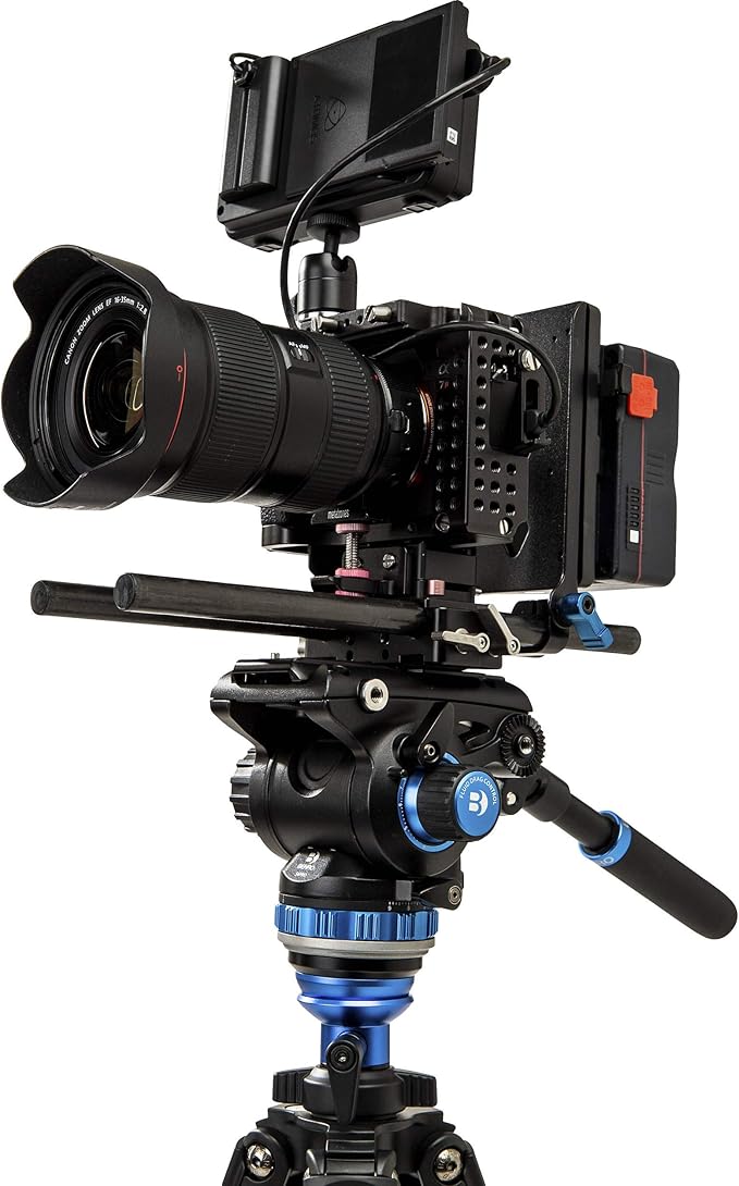 Benro Aluminum Tripod Kit – 2-Series Video Tripod with S6PRO Fluid Head, 3-Section Flip Lock Legs, 65mm Flat Base, and Carry Case for DSLR, Mirrorless & Cinema Cameras (A2573FS6PRO)