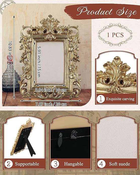 Jewelry Display Stand Vintage Necklace Organizer Ring Holder Earring Tray Resin Jewelry Photography Props Frame with Velvet Backing for Gifts