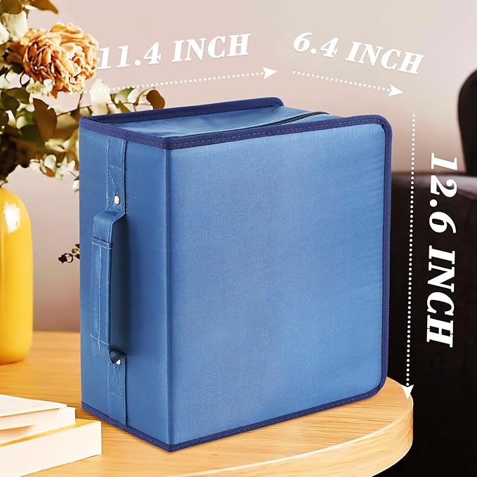 DVD Case CD Storage,384 Capacity CD Cases Holder DVD Storage Case Holders CD DVD Disc Case Storage Wallet Binder for Car Home Office Travel (Blue)