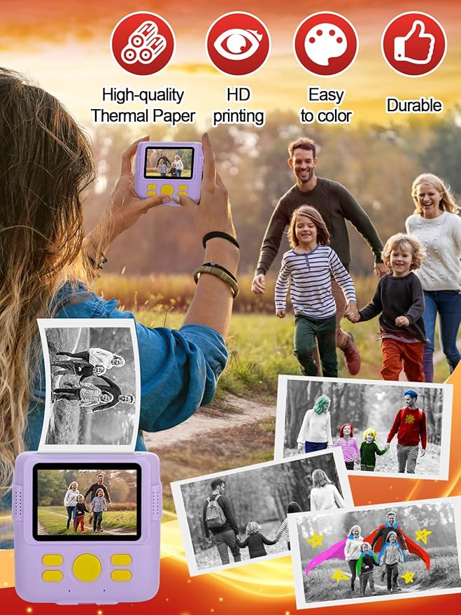6 Pack Kids Camera Paper Roll Refill - HD Instant Print Thermal Photo Printer Paper for Most Cameras - Birthday Holiday Gifts for Children