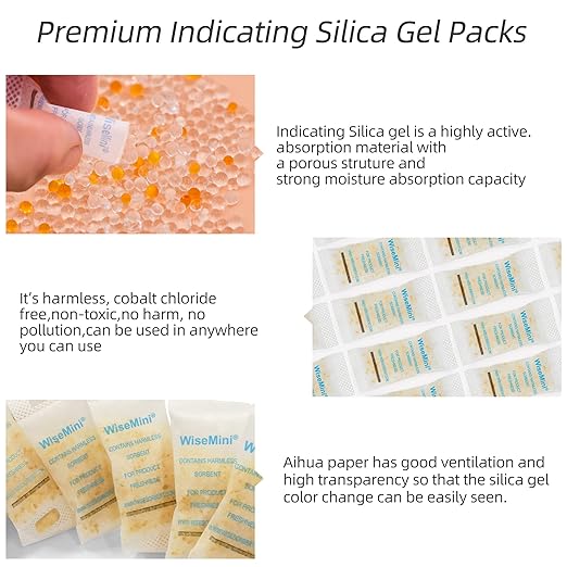 300Pcs 3 Gram Desiccant Packs, Food Safe Silica Packets,Indicating Silica Gel, Moisture Absorbering for Food Storage