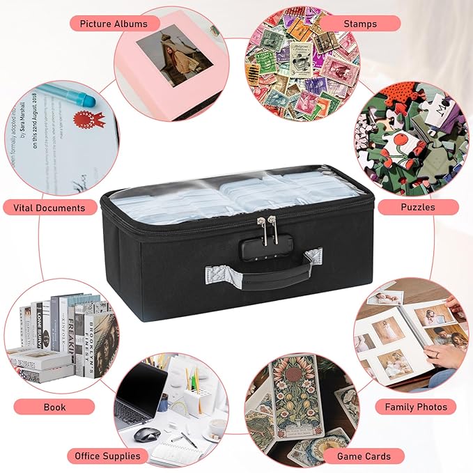 IBVIVIC Photo Storage Box with 10 Inner 4" x 6" Photo Case (Clear), Photo Box Organizer with Lock, Portable Photo Storage Containers with Transparent Cover