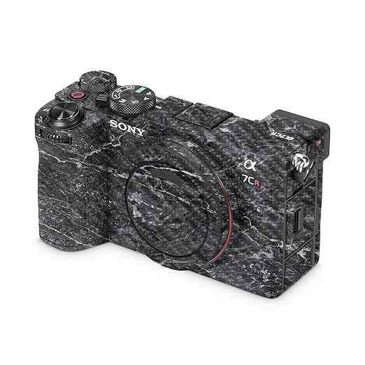Carbon Fiber Camera Skin Compatible with Sony Alpha 7CR Camera (2023) - Onyx Marble - Premium 3M Vinyl Protective Wrap Decal Cover - Easy to Apply | Crafted in The USA by MightySkins