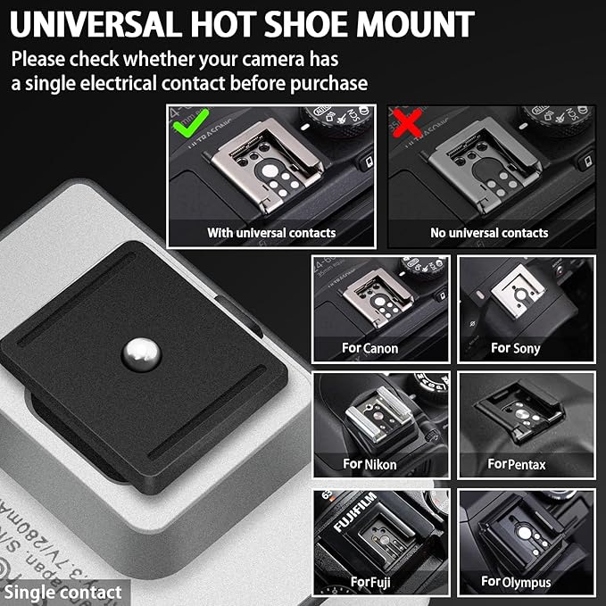 F1 Mini Camera Flash Camera Flash Speedlite for Ricoh (GR3/GR3X,etc.) Fuji/Sony ZV1/Nikon/Canon,Digital Film Cameras,Portable Mini hot Shoe Flashlight for DSLR Cameras.(Silver)