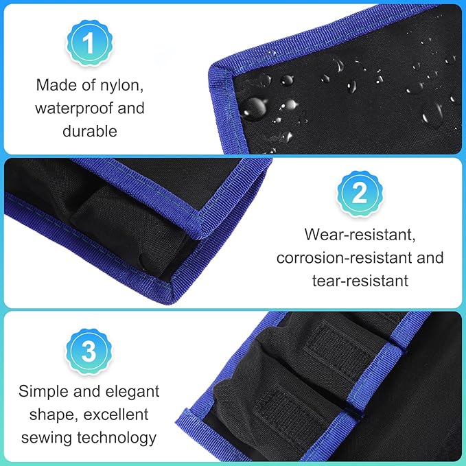 PATIKIL Camera Battery Pouch Case, 4 Pocket Nylon DSLR Battery Case Holder Storage Bag for AAA, LP-E6, LP-E8, NP-FW50, EN-EL14, EN-EL15 Batteries (Blue)