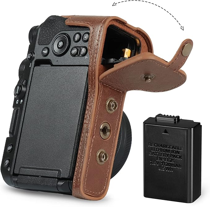 MegaGear Ever Ready Genuine Leather Camera Case Compatible with Nikon Z30 (16-50mm) (Brown)