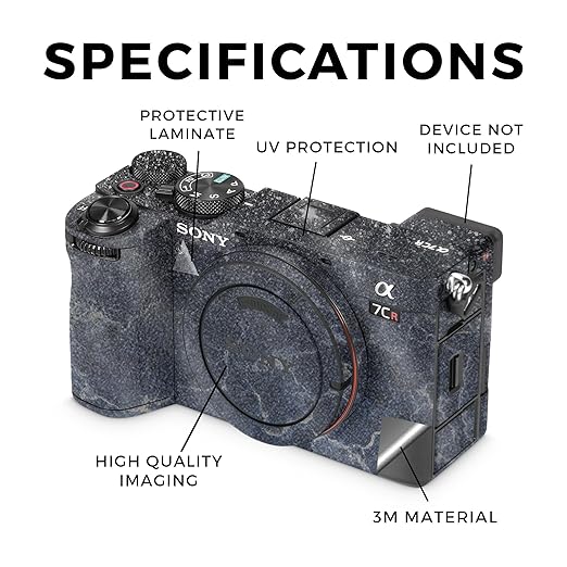 Glossy Glitter Camera Skin Compatible with Sony Alpha 7CR Camera (2023) - Dark Shimmer Marble - Premium 3M Vinyl Protective Wrap Decal Cover - Easy to Apply | Crafted in The USA by MightySkins