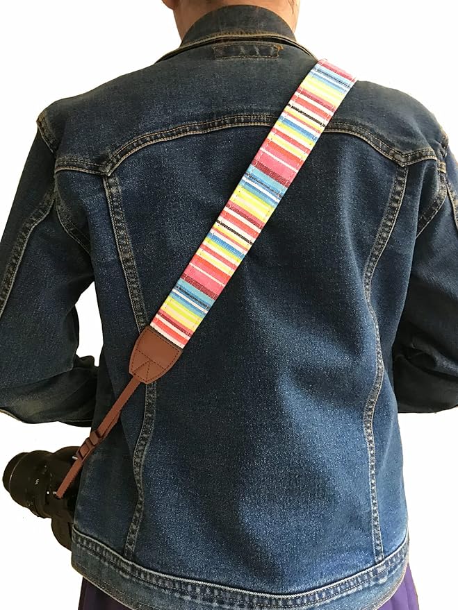 Alled Camera Neck Shoulder Belt Strap,Camera Straps for Women/Men for All DSLR/Nikon/Canon/Sony/Olympus/Samsung (Colorful Stripes)