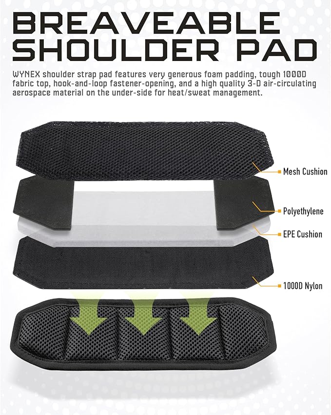 WYNEX Shoulder Strap Pad for Tactical Pouch, Universal Bag Strap with Detachable Thick Pad Single Shoulder Straps Replacement