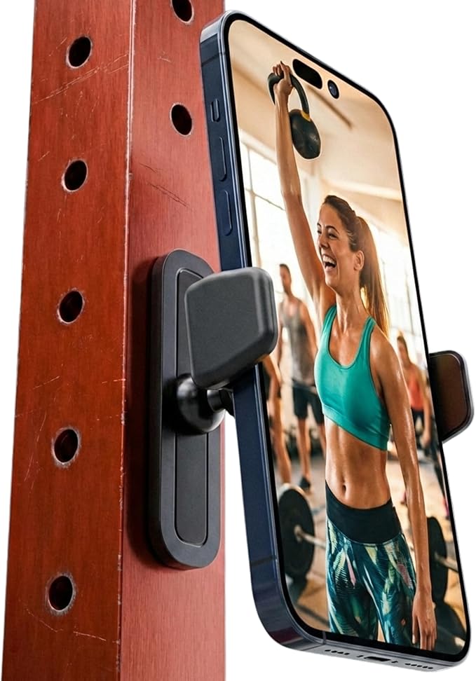 Magnetic Phone Holder for Gym – Essential Gym Rats Stuff – Magnetic Tripod for iPhone and Magnet Phone Mount– Home Workout Accessories and Gear