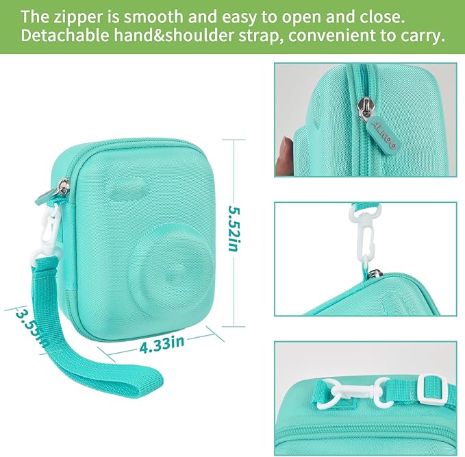 Instant Print Camera Case Compatible with Gofunly Camera, Digital Camera Bag for Esoxoffore/for LETSHAHA/for JPVERLY/for Hangrui, Storage for Printer Paper and 32GB SD Card- Green (Box Only)