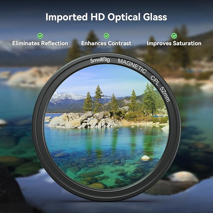 SMALLRIG 52mm Magnetic Circular Polarizers Filter Kit for SMALLRIG Phone Cage for iPhone 15 Series, Magnetic CPL Polarizing Filter with M Mount Filter Adapter, HD Optical Glass Filter Kit - 4388B