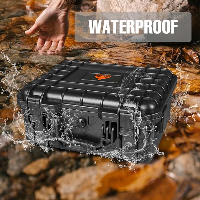 Hard Case, 13.6 x 11.4 x 6 Inch Portable Weather Waterproof Protective Camera Case with Customizable Foam, Fit Use of Drones, Camera, Equipments，Black