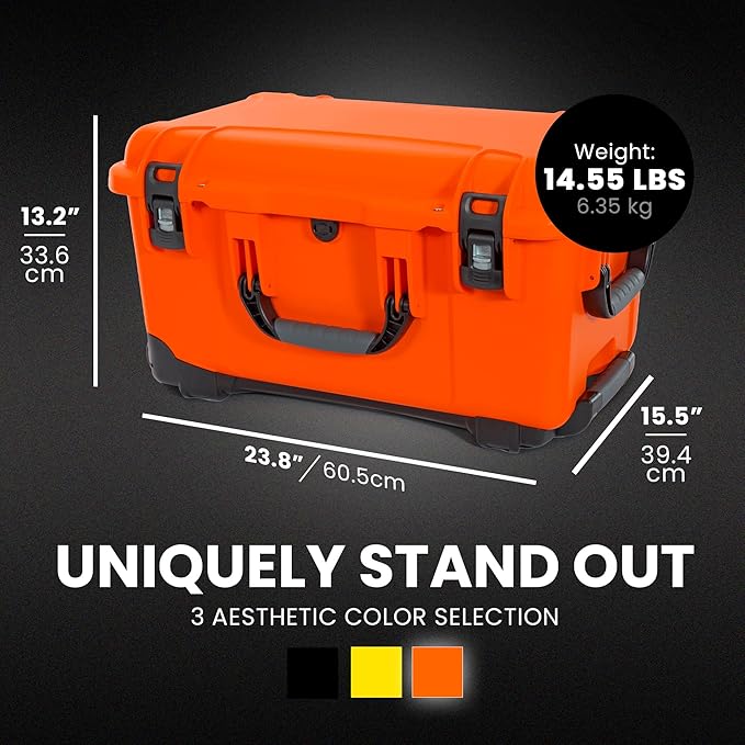 NANUK 938 Pro Photo Kit – Waterproof Travel Camera Hard Case with Padded Dividers and Wheels, 23.8” x 15.5” x 13.2”, Dustproof and Impact-Resistant, Ideal for Heavy Loads – Orange