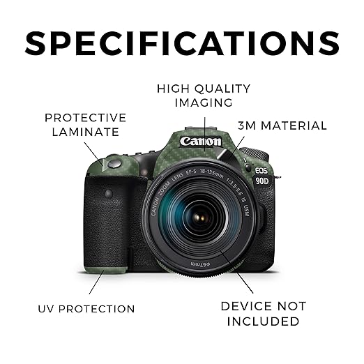 Carbon Fiber Camera Skin Compatible with Canon EOS 90D Camera (2019) - Solid Olive - Premium 3M Vinyl Protective Wrap Decal Cover - Easy to Apply | Crafted in The USA by MightySkins
