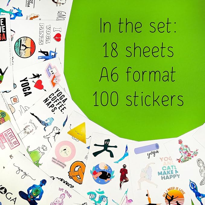 BulbaCraft 100Pcs Yoga Stickers and Decals for Laptop and Water Bottles - Yoga Gifts for Women, Gifts for Women & Men