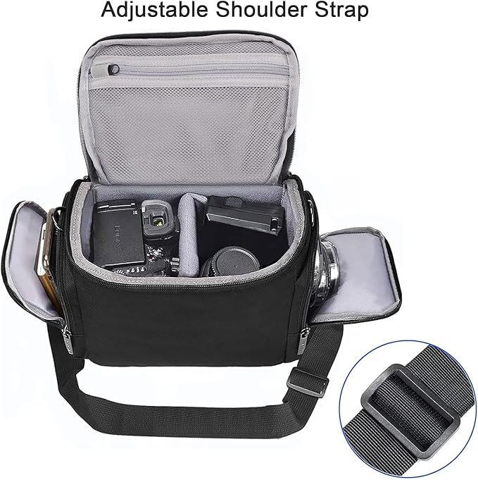 CADeN Camera Shoulder Crossbody Bag Case Compatible for Nikon, Canon, Sony SLR/DSLR Mirrorless Cameras and Lenses Waterproof(1.0 M, Black)