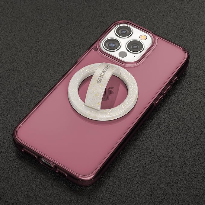 Encased Magnetic Phone Grip Holder (Compatible with MagSafe) Thin Silicone Finger Loop Ring for iPhone (Glitter)